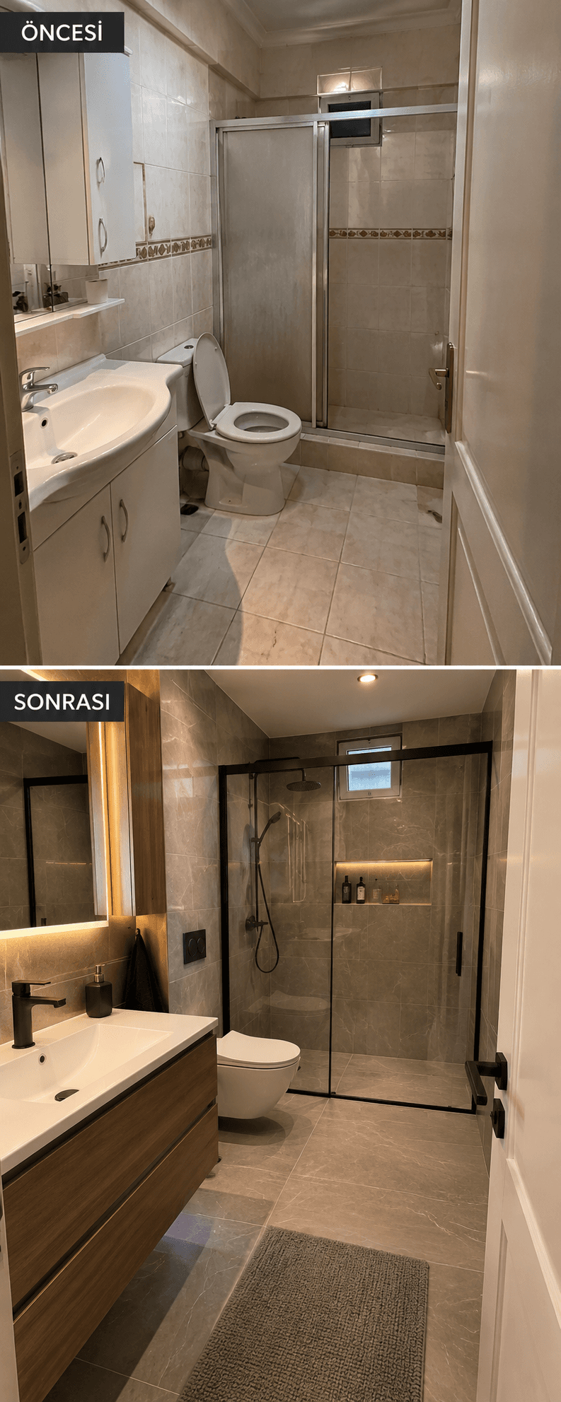 Taşdelen, Çekmeköy'de banyo yenileme öncesi ve sonrası